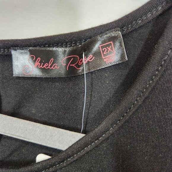 Shiela Rose Sleeveless Pleated Front Jersey Blouse Keyhole Back in Black Size 2X - Picture 4 of 6